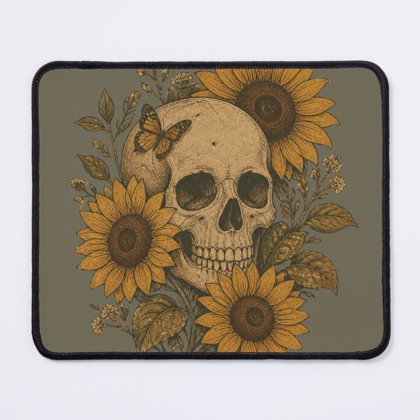 Item preview, Gothic Sunflower Skull | Fall Spooky Flower Art designed and sold by aliceraecreates.