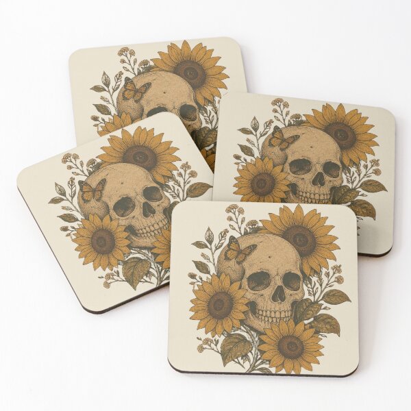 Item preview, Gothic Sunflower Skull | Fall Spooky Flower Art designed and sold by aliceraecreates.