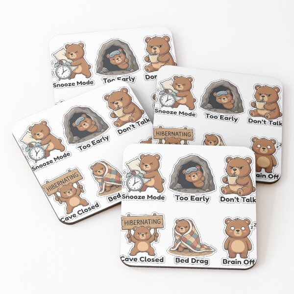 Item preview, Grumpy Bear Winter Alarm Clock Sticker Pack - Funny Morning Mood Puns designed and sold by SimpleP.