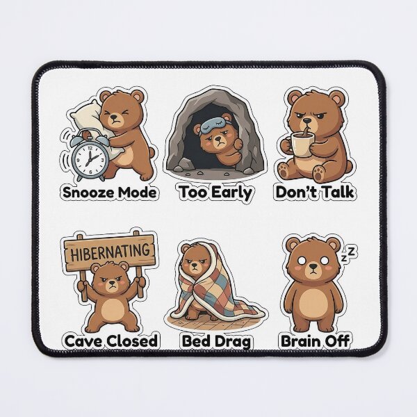 Item preview, Grumpy Bear Winter Alarm Clock Sticker Pack - Funny Morning Mood Puns designed and sold by SimpleP.