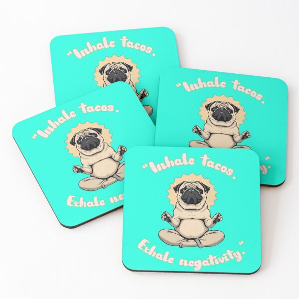 Item preview, Inhale Tacos Exhale Negativity Funny Yoga Pug designed and sold by ZeroContextArt.