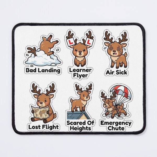 Item preview, Sarcastic Reindeer Flight School Fails Sticker Pack - Reindeer Humor designed and sold by SimpleP.