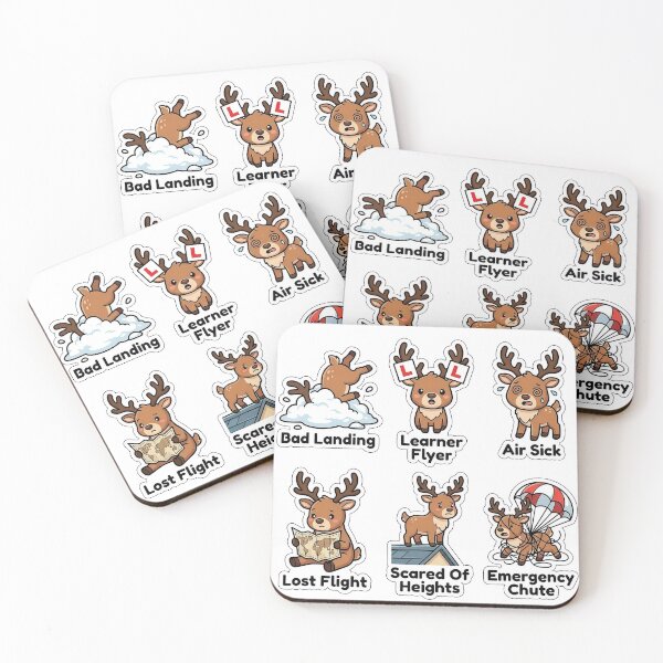 Item preview, Sarcastic Reindeer Flight School Fails Sticker Pack - Reindeer Humor designed and sold by SimpleP.