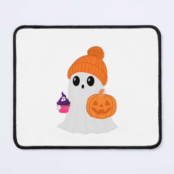Item preview, Trick or treating ghost wearing a beanie while holding a pumpkin and cupcake designed and sold by Beautyqueens Beautys.