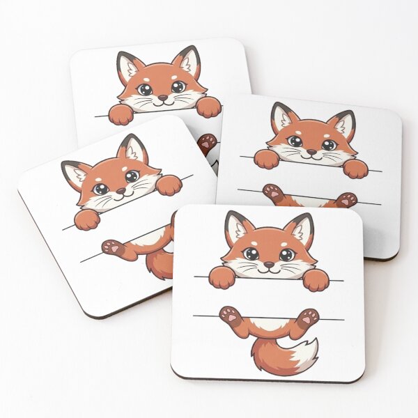 Item preview, Cute Red Fox Peeking - Kawaii Anime Fox designed and sold by PetalsPaws.