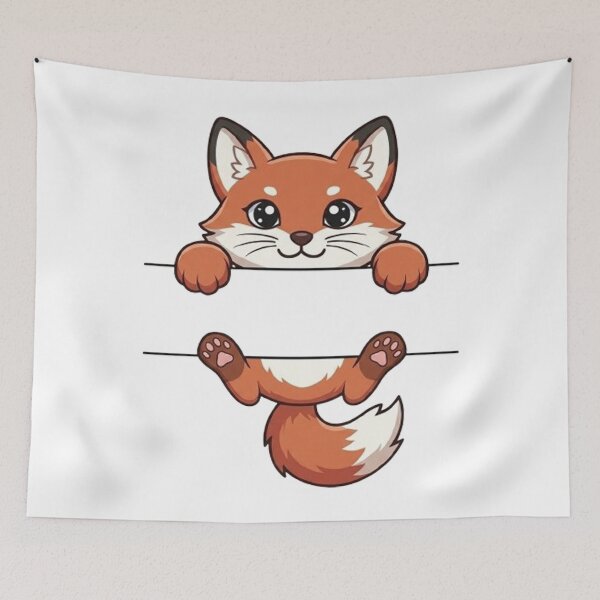 Item preview, Cute Red Fox Peeking - Kawaii Anime Fox designed and sold by PetalsPaws.