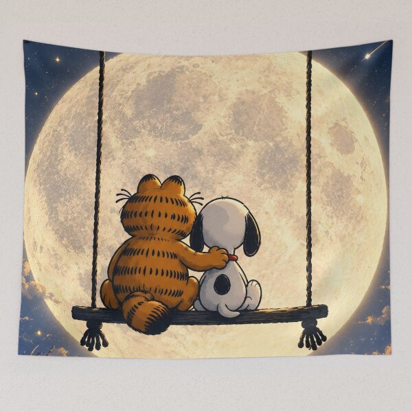 Item preview, Garfield & Snoopy Stargazing on a Swing designed and sold by katekrystal.