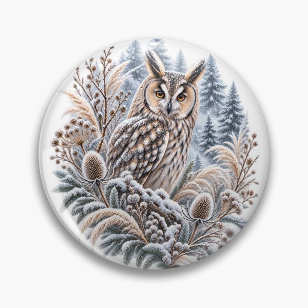 Item preview, Long-Eared Owl in a Frosty Winter Forest designed and sold by NiSchi LaVida.