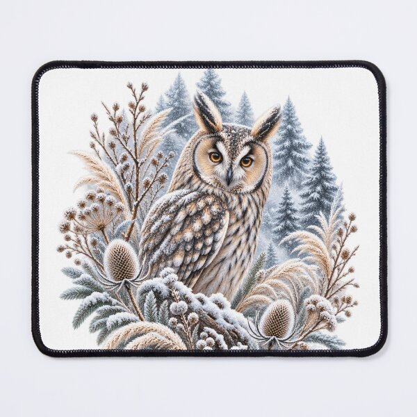 Item preview, Long-Eared Owl in a Frosty Winter Forest designed and sold by NiSchi LaVida.