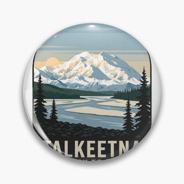 Item preview, Talkeetna Alaska Denali View Vintage Travel Badge designed and sold by DetourDgn.