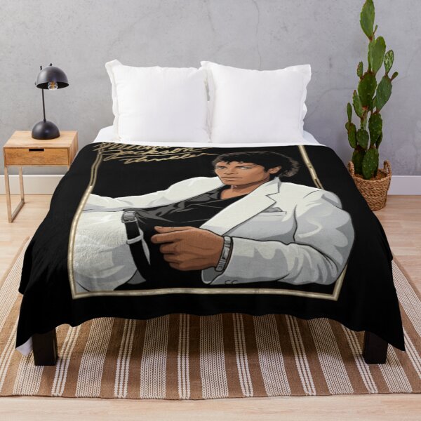 Item preview, Michael Jackson Thriller White Jacket Portrait Gold Signature 80s Pop Icon designed and sold by QliumoPery.