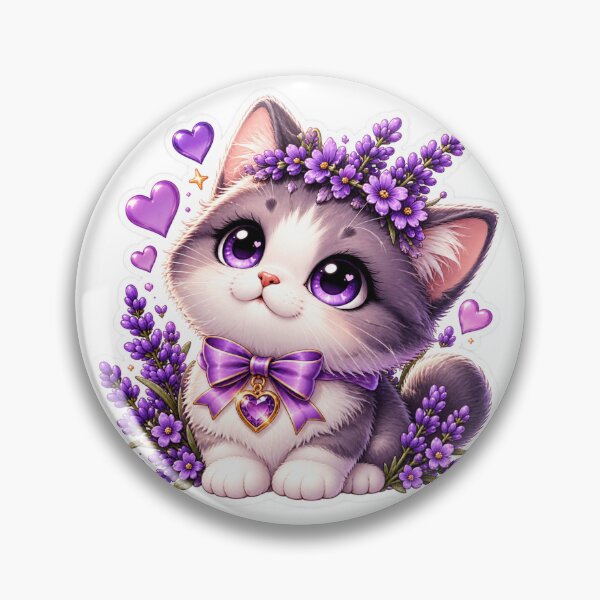 Item preview, Cute Purple Kitten Sticker, Kawaii Cat Aesthetic, Lavender Flower Lover designed and sold by AstraDrip Studio.