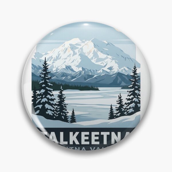 Item preview, Talkeetna Alaska Winter Denali Retro Travel Poster Sticker designed and sold by DetourDgn.