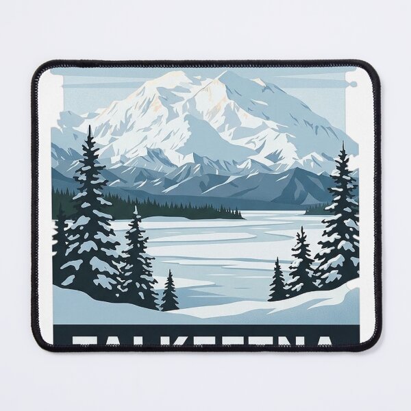 Item preview, Talkeetna Alaska Winter Denali Retro Travel Poster Sticker designed and sold by DetourDgn.