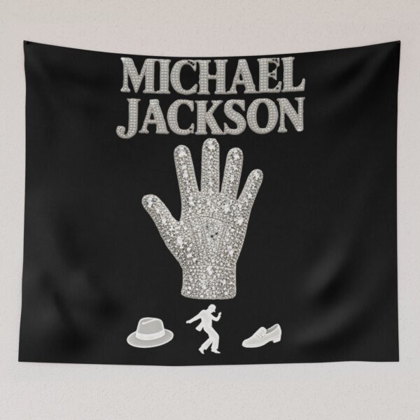 Item preview, Michael Jackson Sparkly Crystal Glove Hat Shoes Dance Silhouette Black Background designed and sold by QliumoPery.