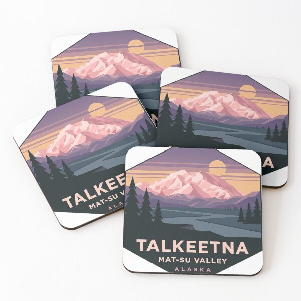 Item preview, Talkeetna Alaska Denali Alpenglow Geometric Hexagon Sticker designed and sold by DetourDgn.