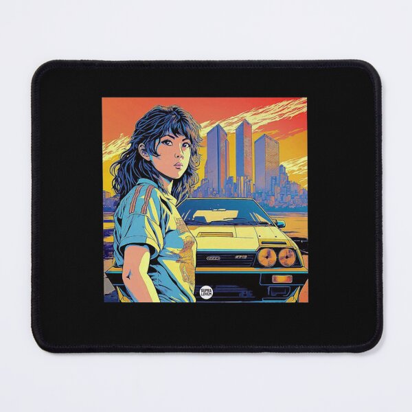Item preview, Retro 1980s Anime Style Girl Classic Sports Car designed and sold by RolfThomas.