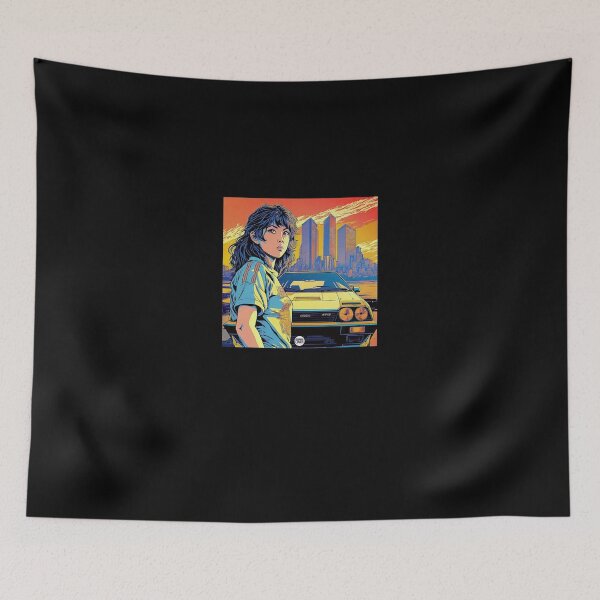Item preview, Retro 1980s Anime Style Girl Classic Sports Car designed and sold by RolfThomas.