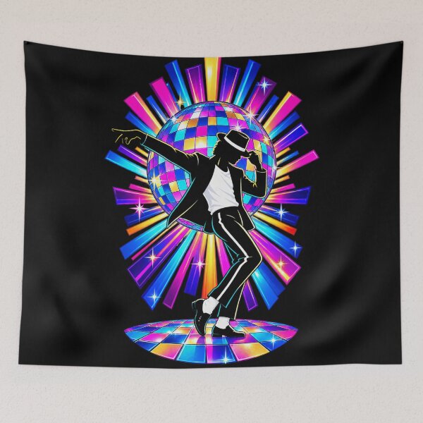 Item preview, Michael Jackson Neon Disco Ball Dance Pose Colorful Lights 80s Party designed and sold by QliumoPery.