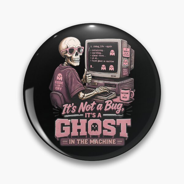 Item preview, Ghost in the Machine – Funny Halloween Skeleton Programmer designed and sold by Art-Arcade6.