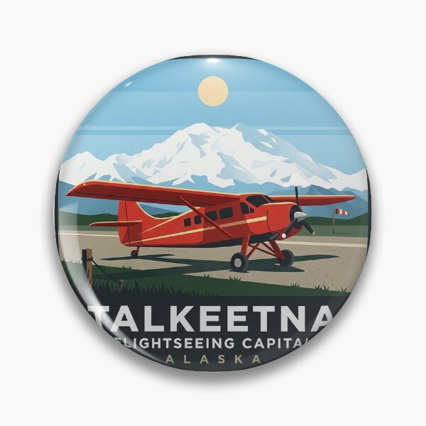 Item preview, Talkeetna Alaska Bush Plane Flightseeing Retro Badge Sticker designed and sold by DetourDgn.