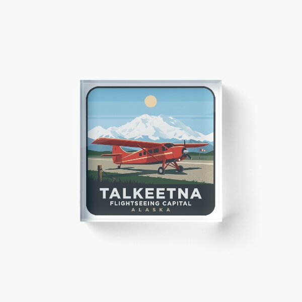 Item preview, Talkeetna Alaska Bush Plane Flightseeing Retro Badge Sticker designed and sold by DetourDgn.