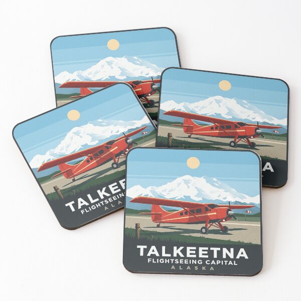 Item preview, Talkeetna Alaska Bush Plane Flightseeing Retro Badge Sticker designed and sold by DetourDgn.