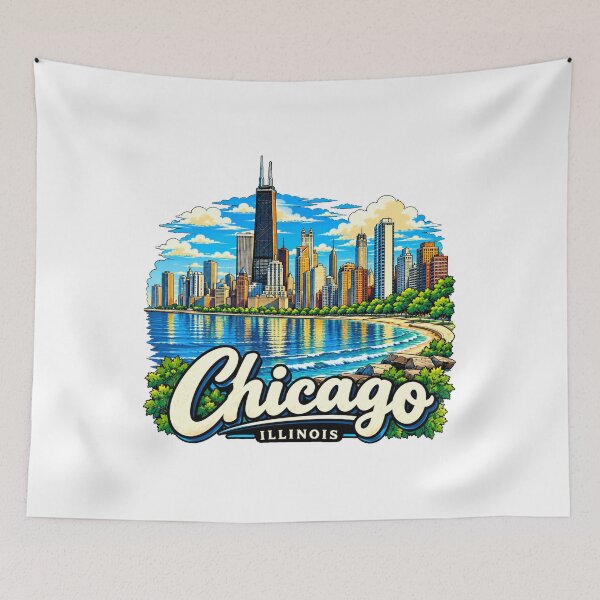 Item preview, Hand Drawn Chicago Illinois Travel Souvenir Landmark Gift designed and sold by MichaeIRellov.