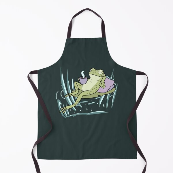 Item preview, Frog Drinking Coffee Cozy Cottagecore Illustration Relaxing in Pond  designed and sold by LeshanArt.