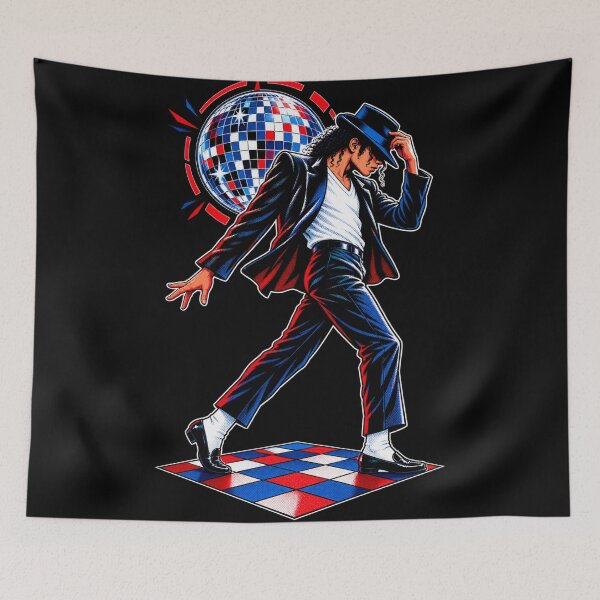 Item preview, Michael Jackson Red White Blue Disco Ball Dance Pose Patriotic Pop Star designed and sold by QliumoPery.