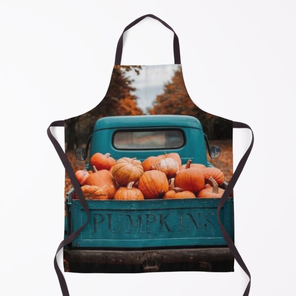 Item preview, Vintage Blue Pickup Truck with Harvest Pumpkins — Autumn Fall Landscape designed and sold by LYAN-STORE.