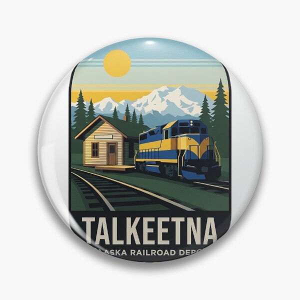 Item preview, Talkeetna Alaska Railroad Depot Vintage Travel Poster Sticker designed and sold by DetourDgn.
