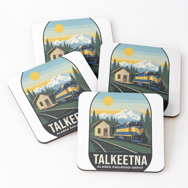 Item preview, Talkeetna Alaska Railroad Depot Vintage Travel Poster Sticker designed and sold by DetourDgn.