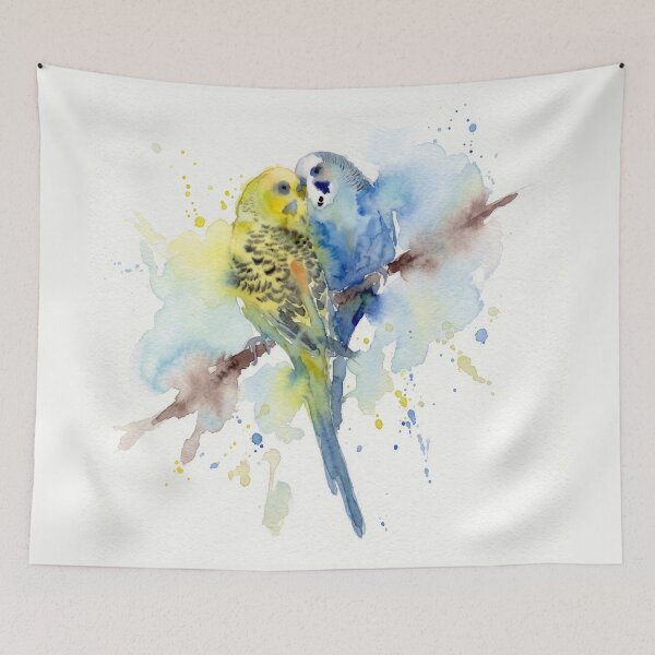 Item preview, Budgie Pair, Yellow and Blue designed and sold by caracatita75.