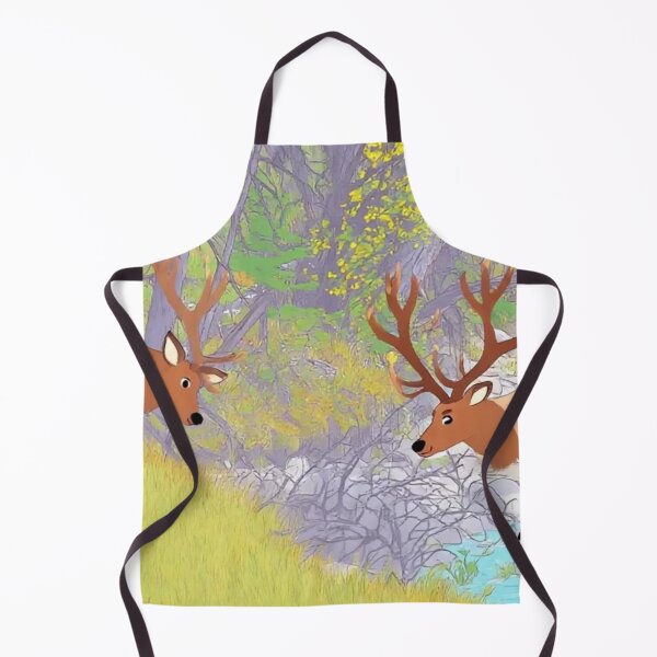 Item preview, Two Elks in Autumn River Forest - Nature Wildlife Illustration designed and sold by BLUESKY11a.