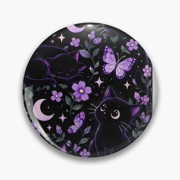Item preview, Cute Black Cat & Purple Butterfly Phone Case - Celestial Witchy Floral Pattern Cover designed and sold by AkiCreativeHub.