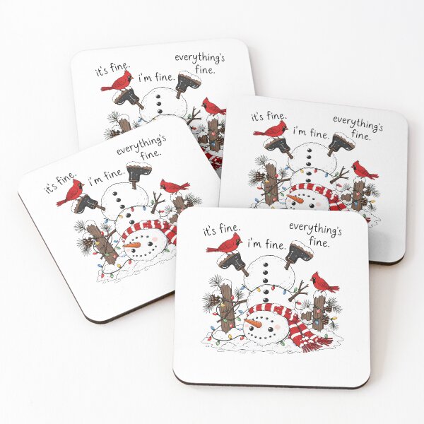 Item preview, It's Fine Snowman Christmas Cardinals Winter Humor designed and sold by OddPopARt.