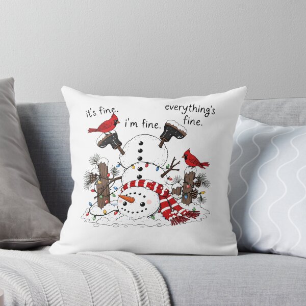 Item preview, It's Fine Snowman Christmas Cardinals Winter Humor designed and sold by OddPopARt.