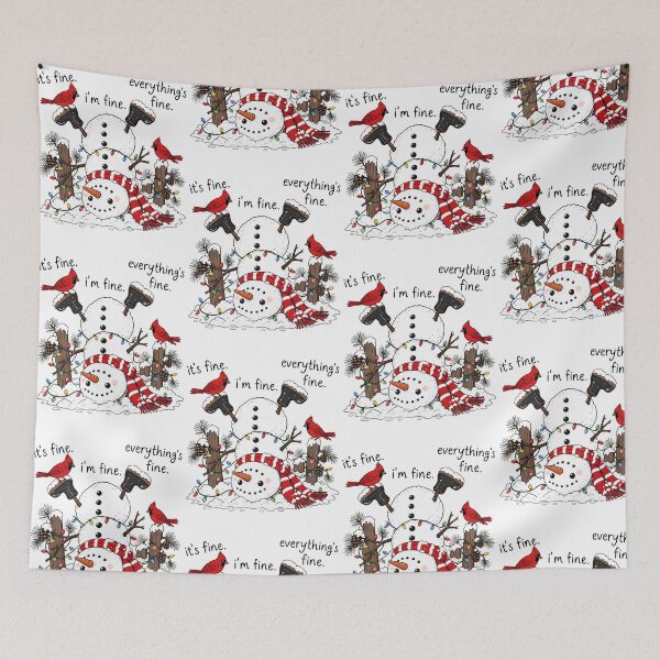 Item preview, It's Fine Snowman Christmas Cardinals Winter Humor designed and sold by OddPopARt.