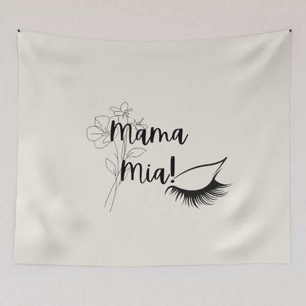 Item preview, Mama Mia Cursive Typography with Minimalist Line Art Flower designed and sold by Black-sass.