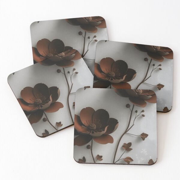 Item preview, 3D Bronze Floral Wall Art — Minimalist Chocolate Brown Flowers Aesthetic designed and sold by LYAN-STORE.