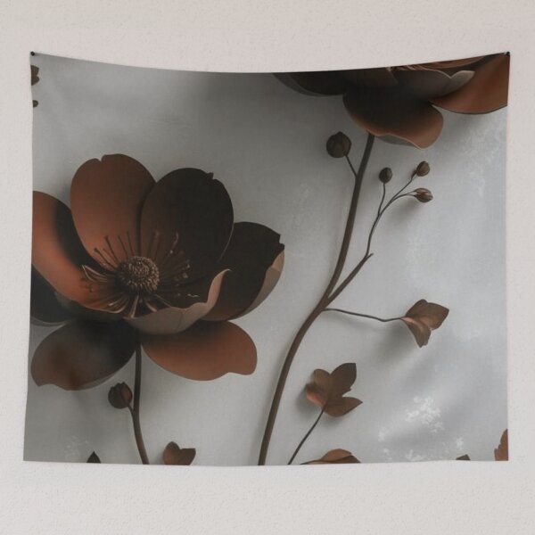 Item preview, 3D Bronze Floral Wall Art — Minimalist Chocolate Brown Flowers Aesthetic designed and sold by LYAN-STORE.