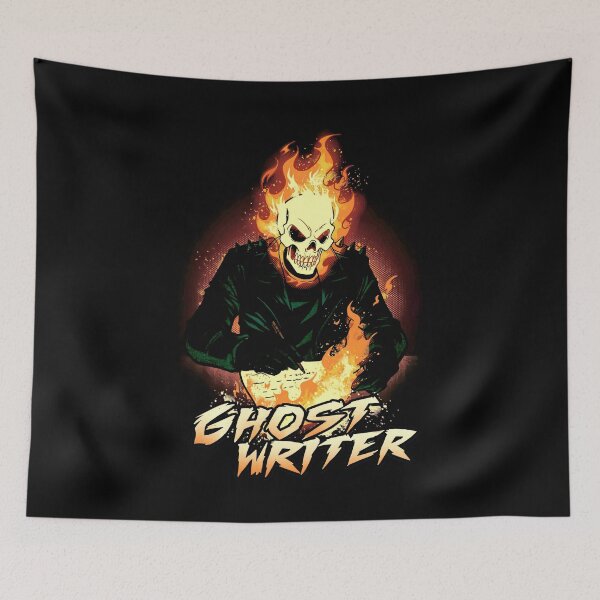 Item preview, Ghost Writer Funny Flaming Skull Author Pun Design designed and sold by SEINENGAPPI23.