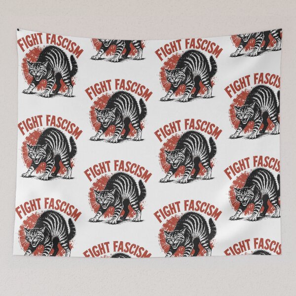 Item preview, Fight Fascism Cat Retro Protest Activist Statement designed and sold by OddPopARt.