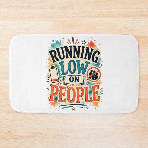 Item preview, Running Low On People Funny Introvert Social Battery Quote designed and sold by MarselArt.