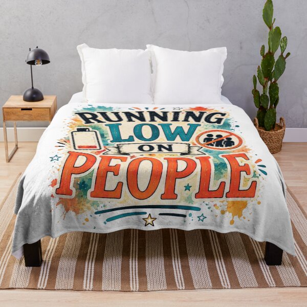 Item preview, Running Low On People Funny Introvert Social Battery Quote designed and sold by MarselArt.