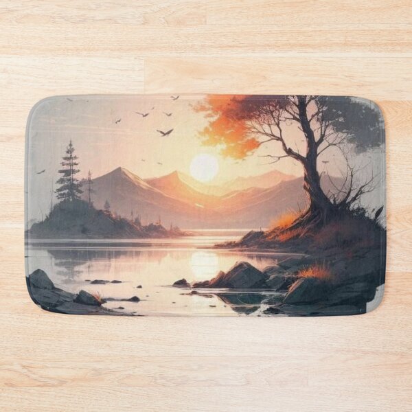 Item preview, Floating Island Sunset Landscape — Surreal Nature Watercolor Aesthetic designed and sold by LYAN-STORE.