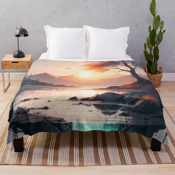Item preview, Floating Island Sunset Landscape — Surreal Nature Watercolor Aesthetic designed and sold by LYAN-STORE.