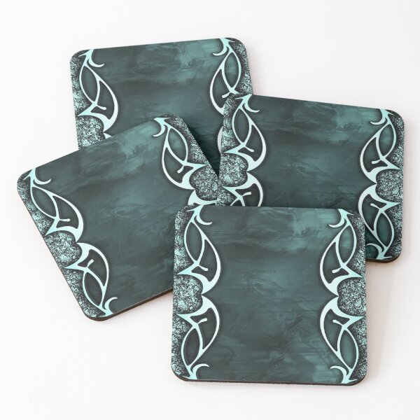 Item preview, Cyber Tribal Aqua Wave | Y2K Metallic Abstract Design designed and sold by BrontesWhimsyStore.