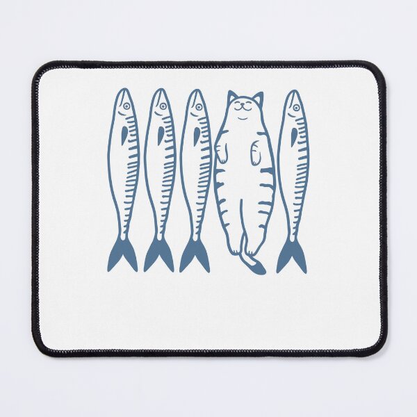 Item preview, Cat Among Fish Whimsical Ocean Lover Illustration designed and sold by cerima.